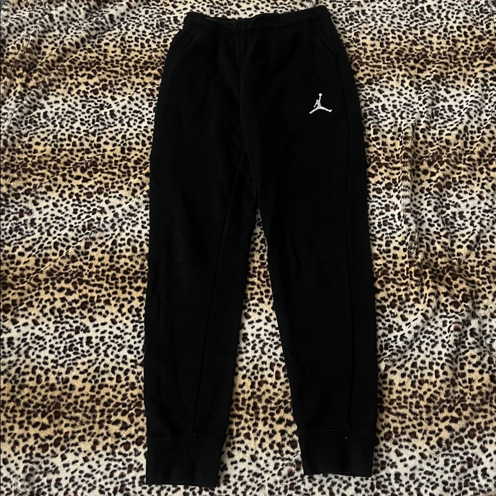 Jordan Black youth large Joggers with Red Logo